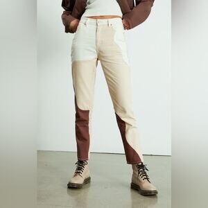 Pacsun Eco Tan & Brown Paneled Mom Jeans Size 22 Patchwork Retro